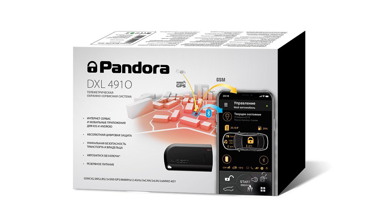 Видеосигнализация Pandora DXL 4910 + Goluk M1