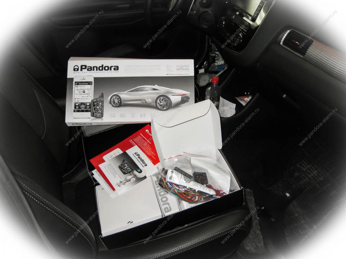 Mitsubishi Outlander установка Pandora DXL 5000 New и двух электромеханических замков капота